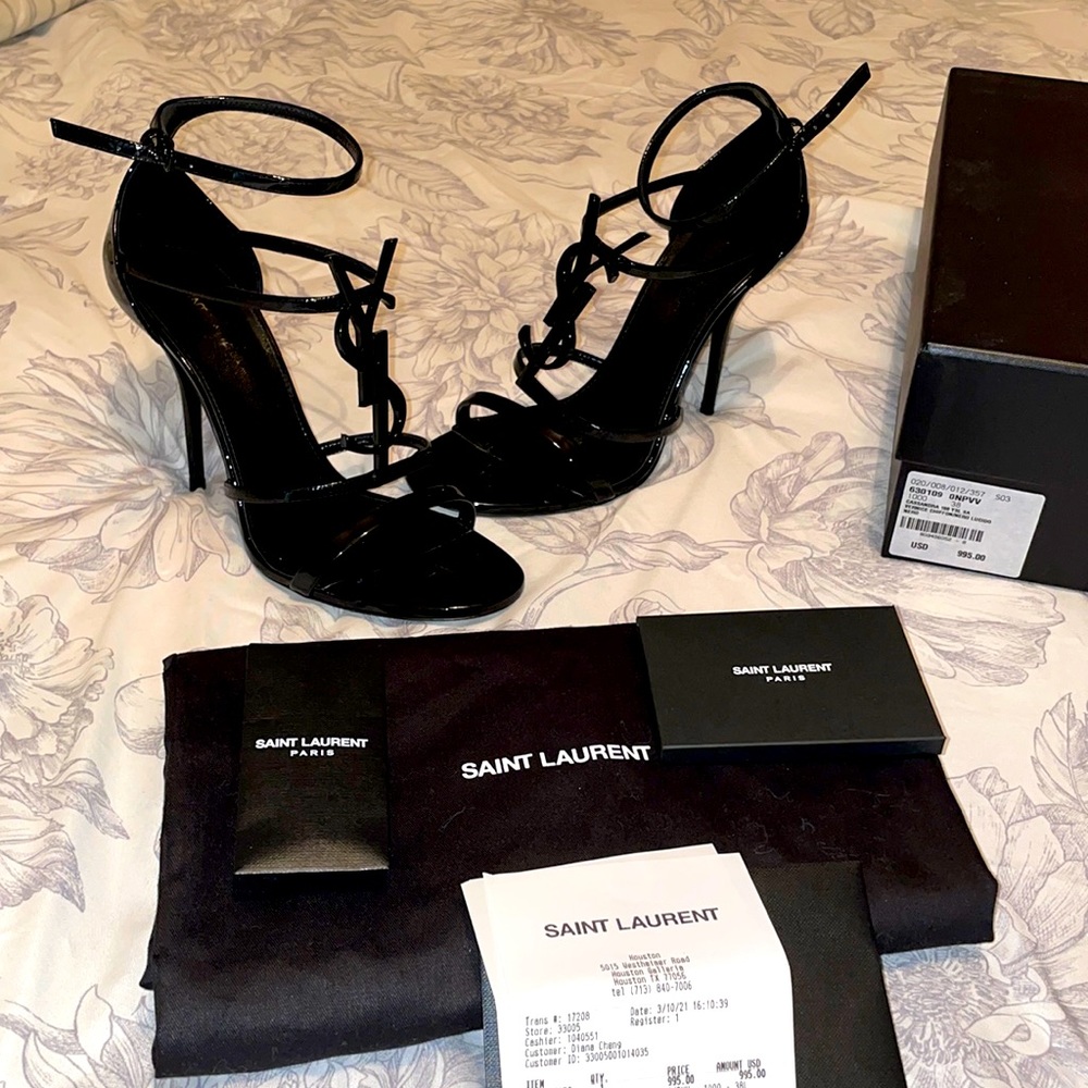 YSL Black on Black Cassandra heels